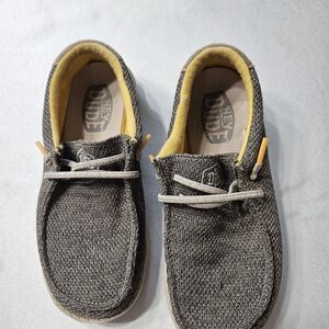 Hey Dude Charcoal and Yellow Loafers